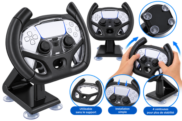 🎮 Volant de Course pour Manette PS5 – Support Gaming avec Ventouse