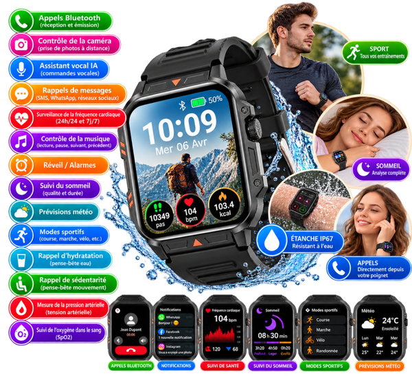 ⌚ Montre connectée SENBONO Homme & Femme – Appels Bluetooth