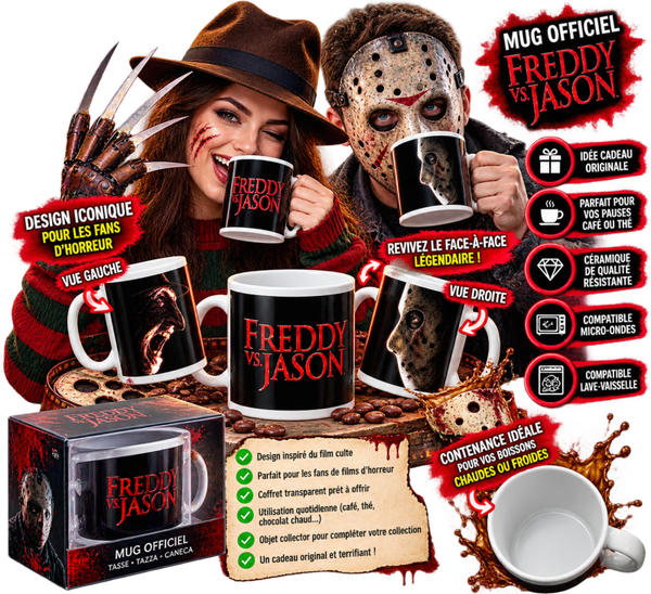 🔪☕ Mug Freddy vs. Jason – Le duel culte des films d’horreur !