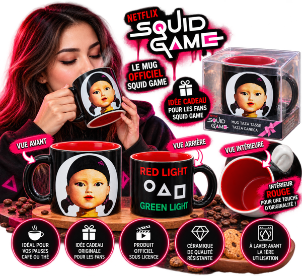 🎮 Mug Squid Game – Design iconique avec intérieur rouge