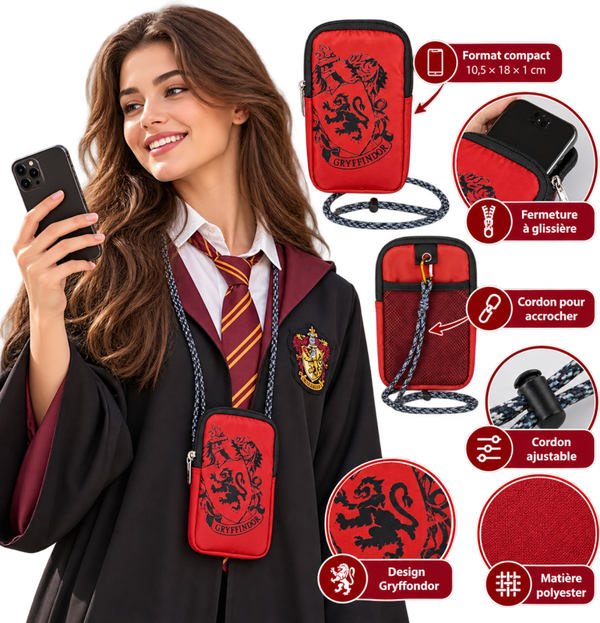 📱 Pochette de Téléphone Harry Potter Gryffondor – Rouge