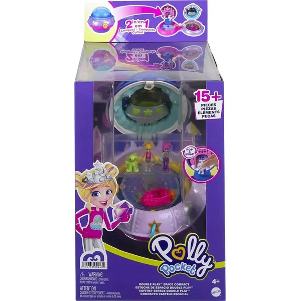 Polly Pocket-Coffret Soucoupe Volante, 2 figurines, 15 accessoires