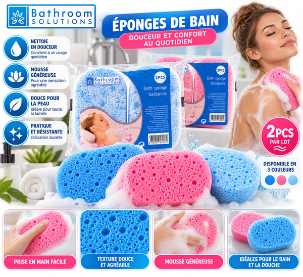 🛁 Éponges de Bain Bathroom Solutions – Lot de 2