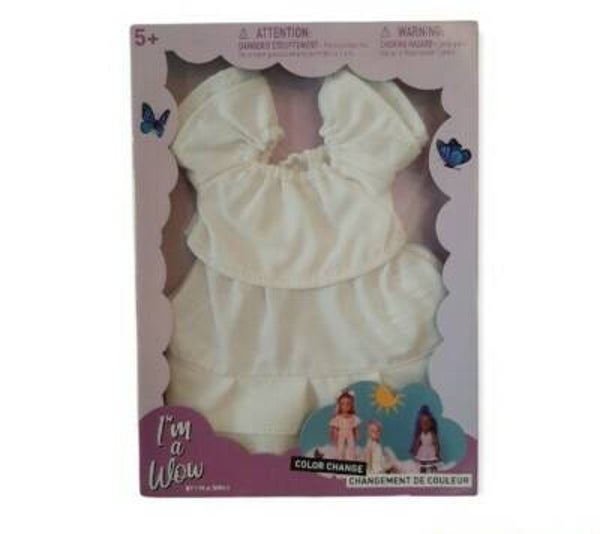 JE SUIS UNE FILLE JE JE SUIS UNE FILLE CHANGEMENT DE COULEUR 14" DOLLY ROBE BLANCHE