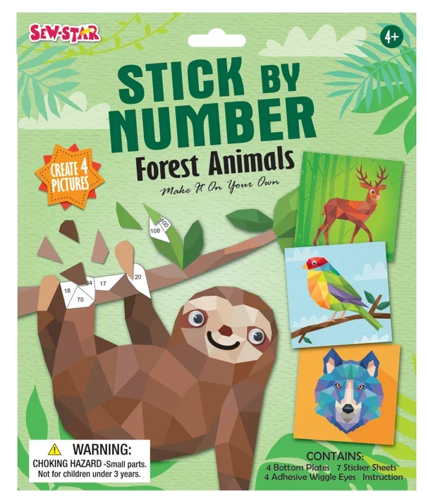 Stick by Numbers Lot de 4 animaux de la forêt
