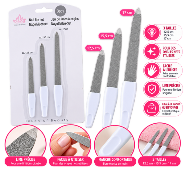 💅 Jeu de 3 Limes à Ongles Touch of Beauty