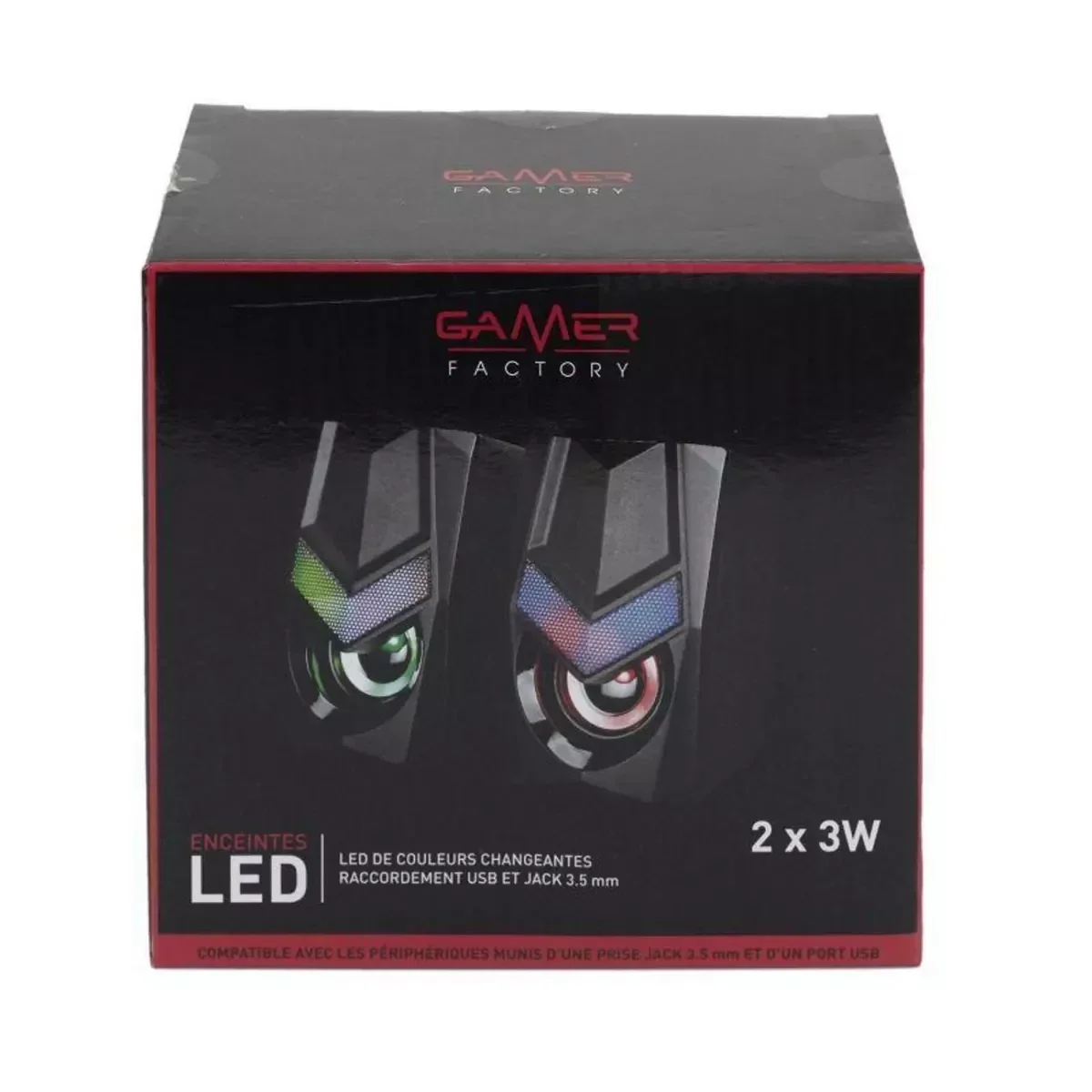 Lot de 2 Enceintes USB LED 12cm Noir