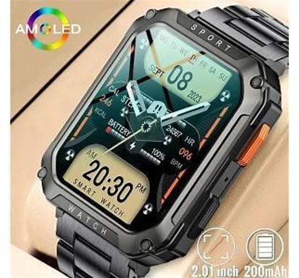 Montre Connectée Militaire pour Homme, Moniteur Sain, Bluetooth, Appel, pour Android, IOS, Étanche