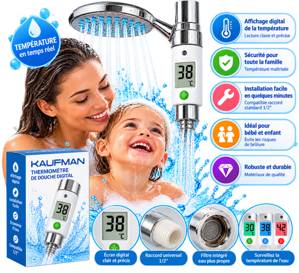 🌡️ Thermomètre de Douche Digital KAUFMAN – Affichage de la Température en Temps Réel