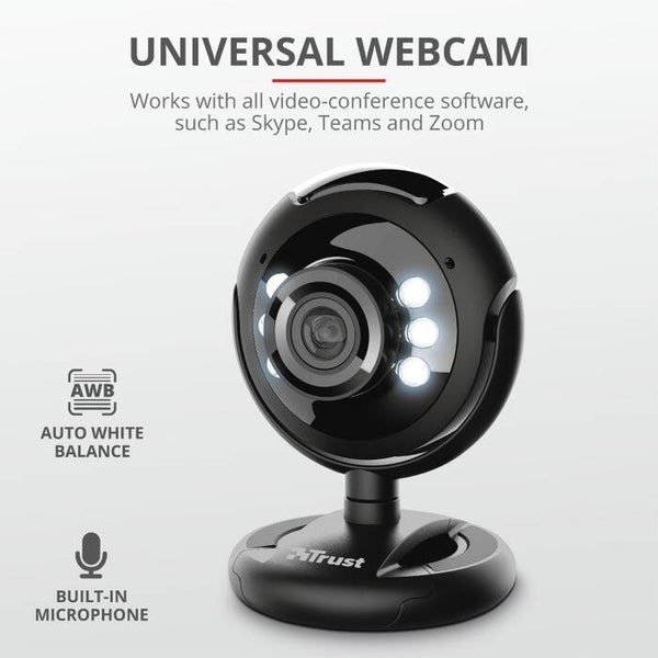Webcam Trust USB avec micro et éclairage intégrés Spotlight Pro