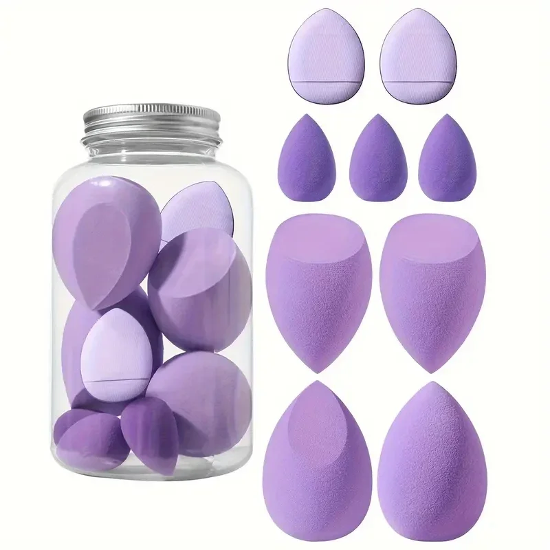 9 PCS D’ÉPONGES DE MAQUILLAGE AVEC 1 BOÎTE DE RANGEMENT, ÉPONGES DOUCES À UTILISER À SEC OU HUMIDE POUR LES CRÈMES LIQUIDES ET LA POUDRE
