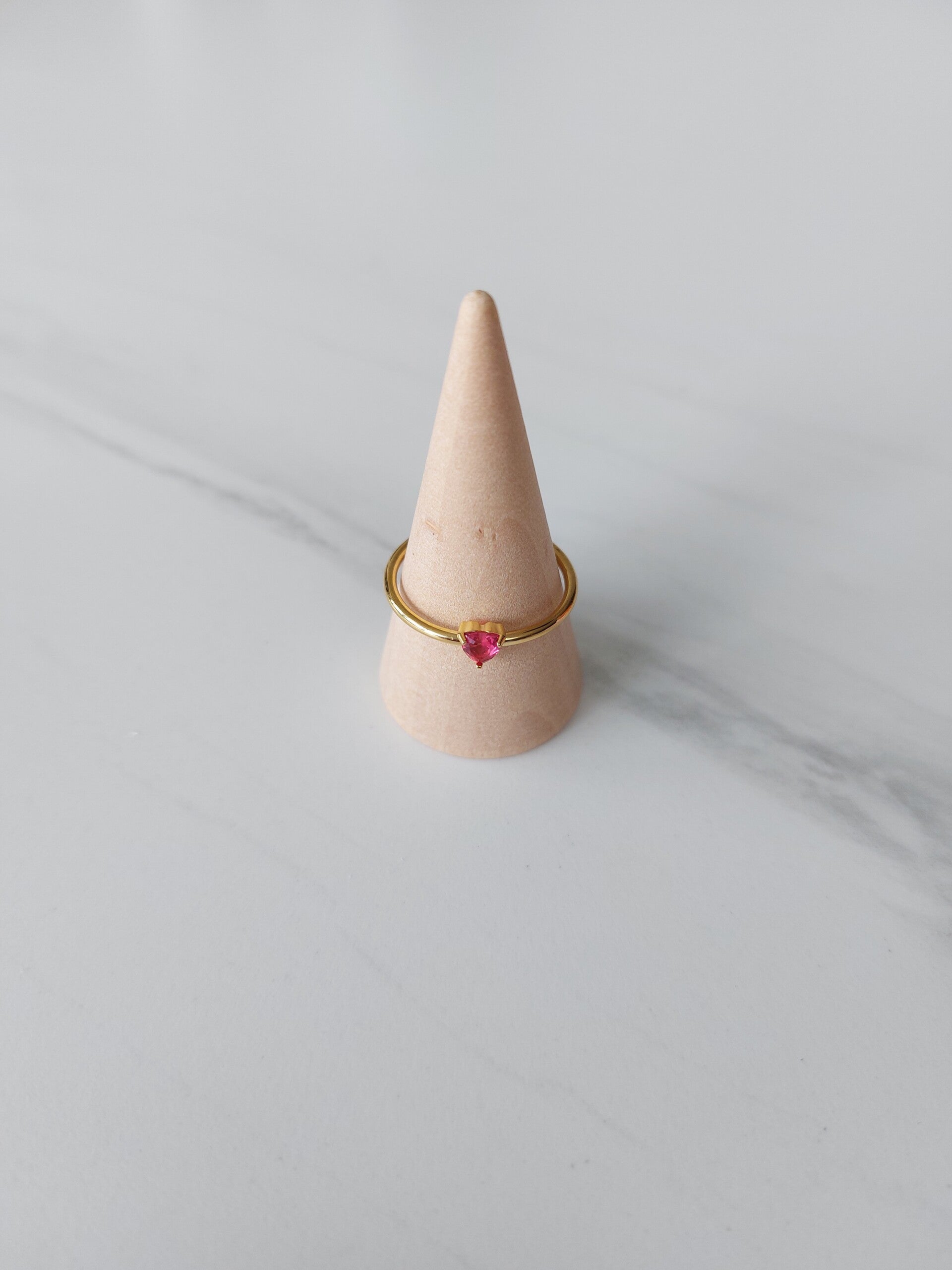 Red heart stone ring