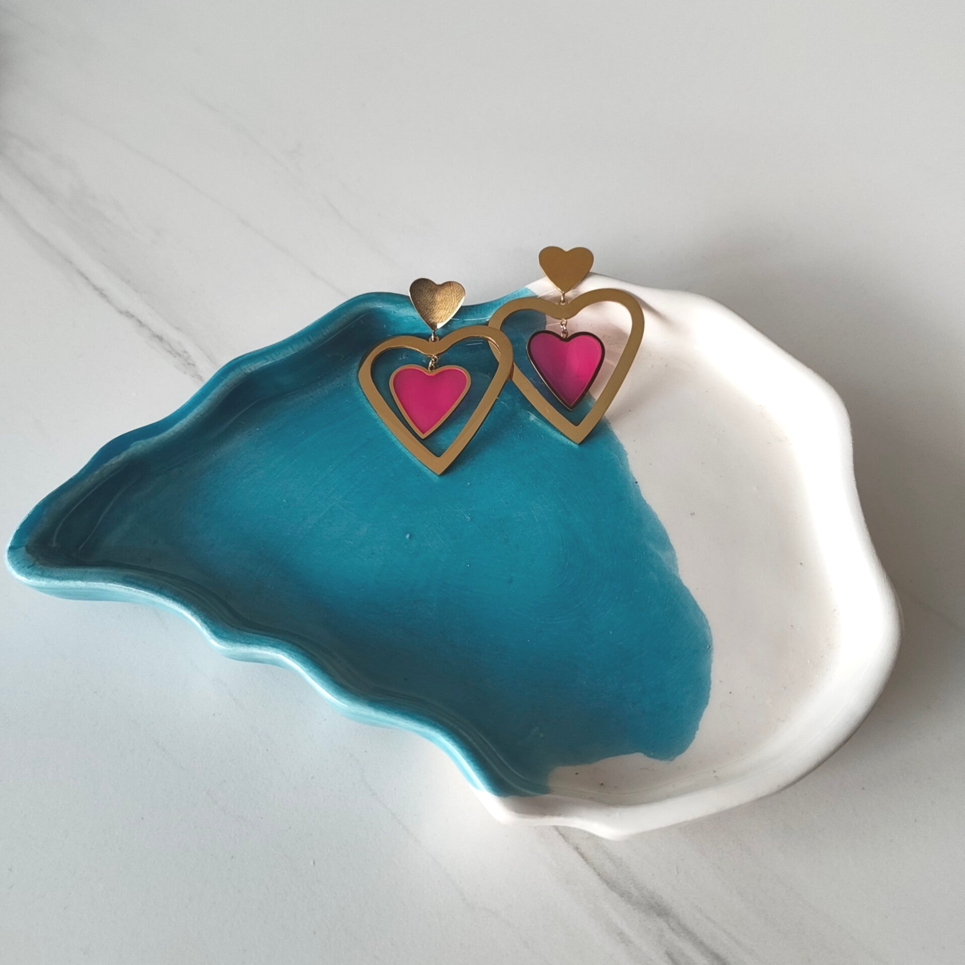Double heart earrings
