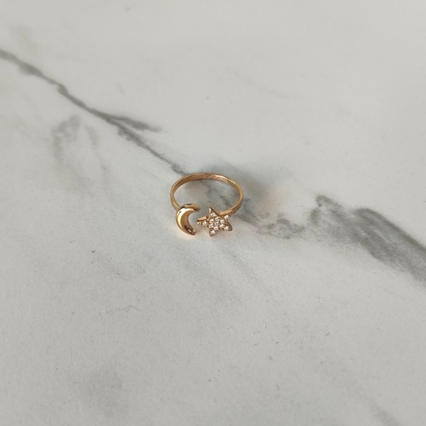 Moon-star ring