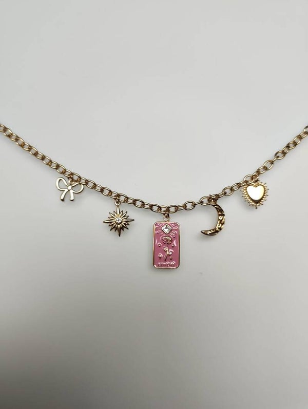 Rose love charms necklace