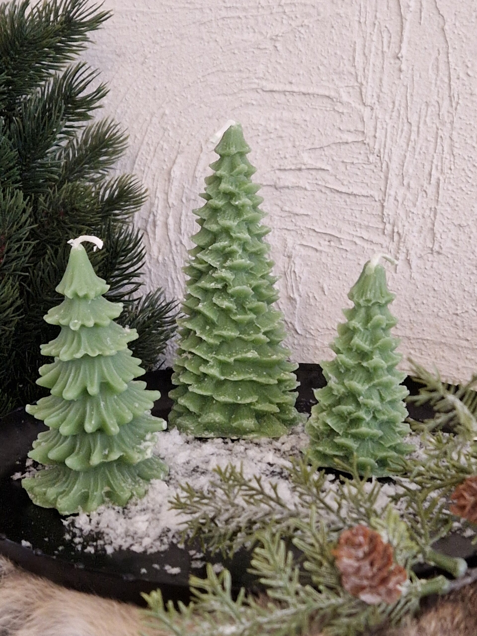 Kaars kerstboom    Groen      Set