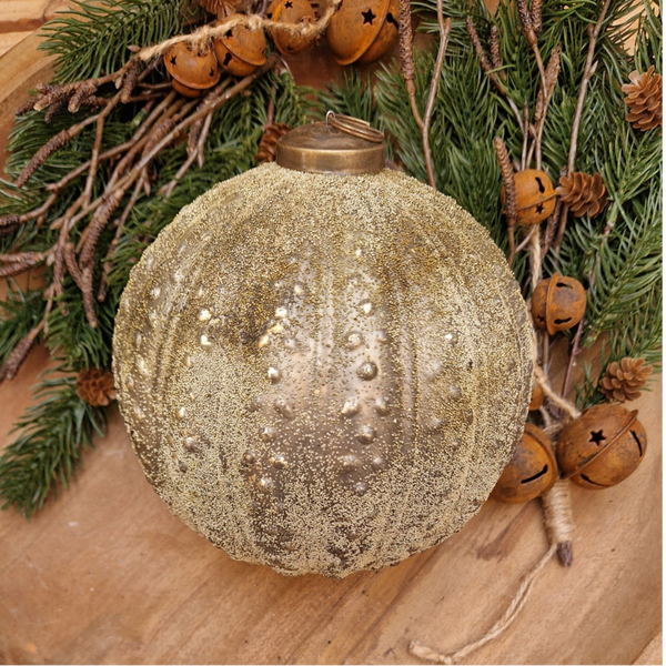6498 kerstbal Gold Sprinkle