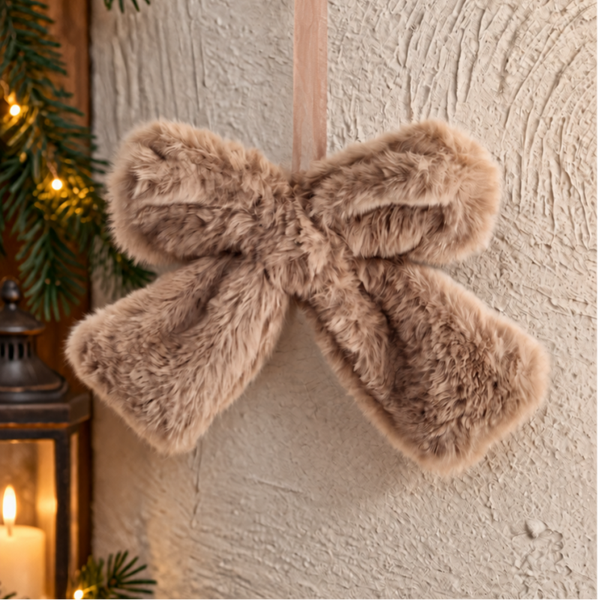 Decratie Hanger Pluche Strik Taupe