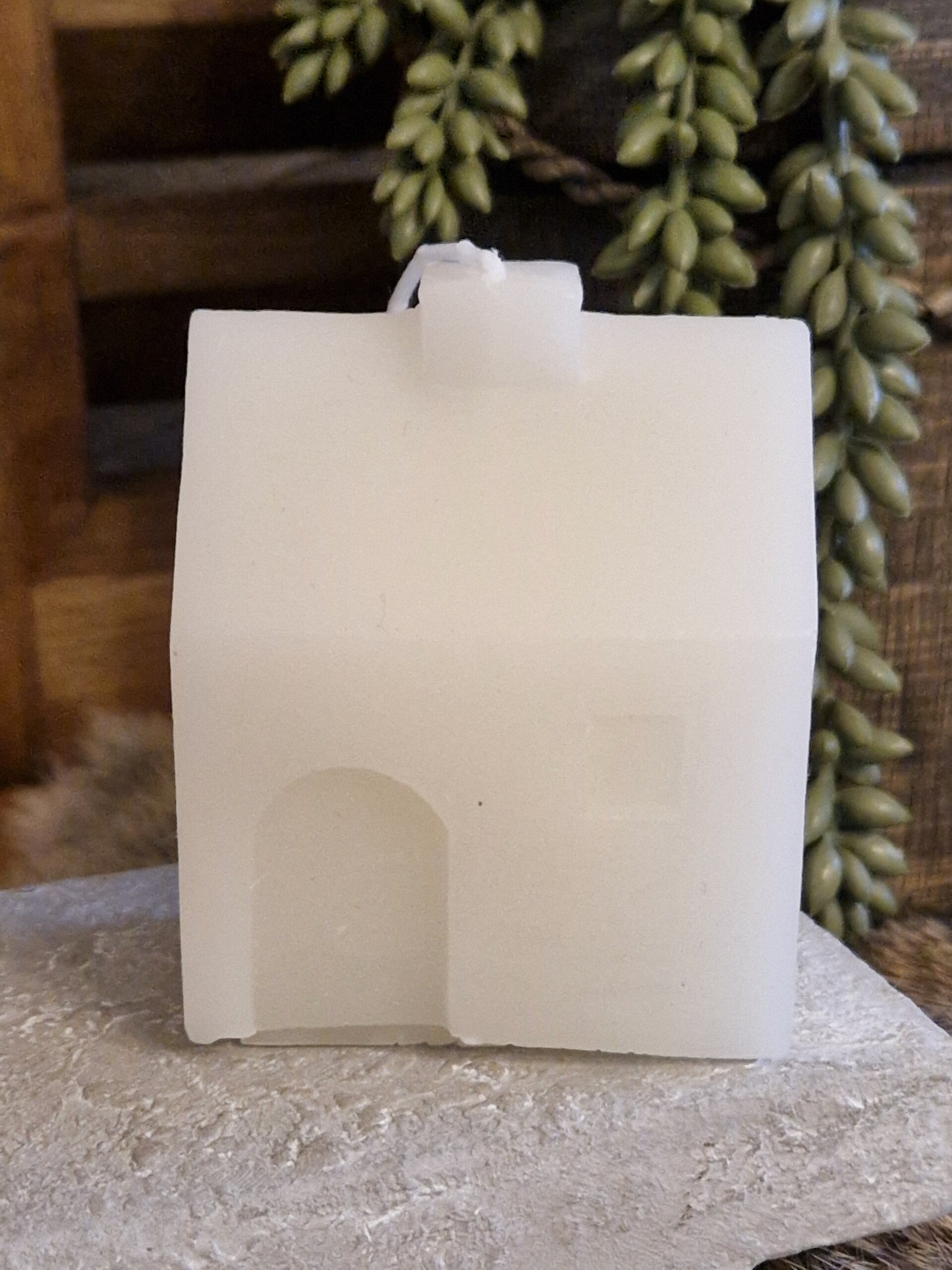 Kaars huis Kl                Wit             8 cm