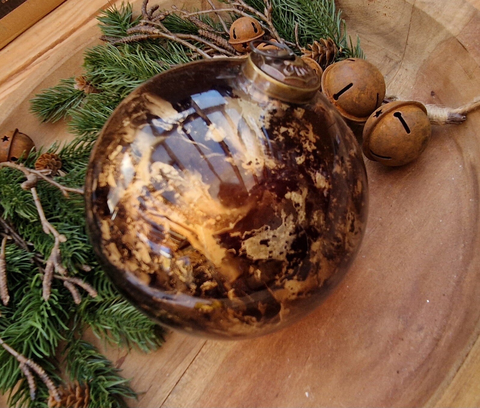 6444 Kerstbal Brown Marble