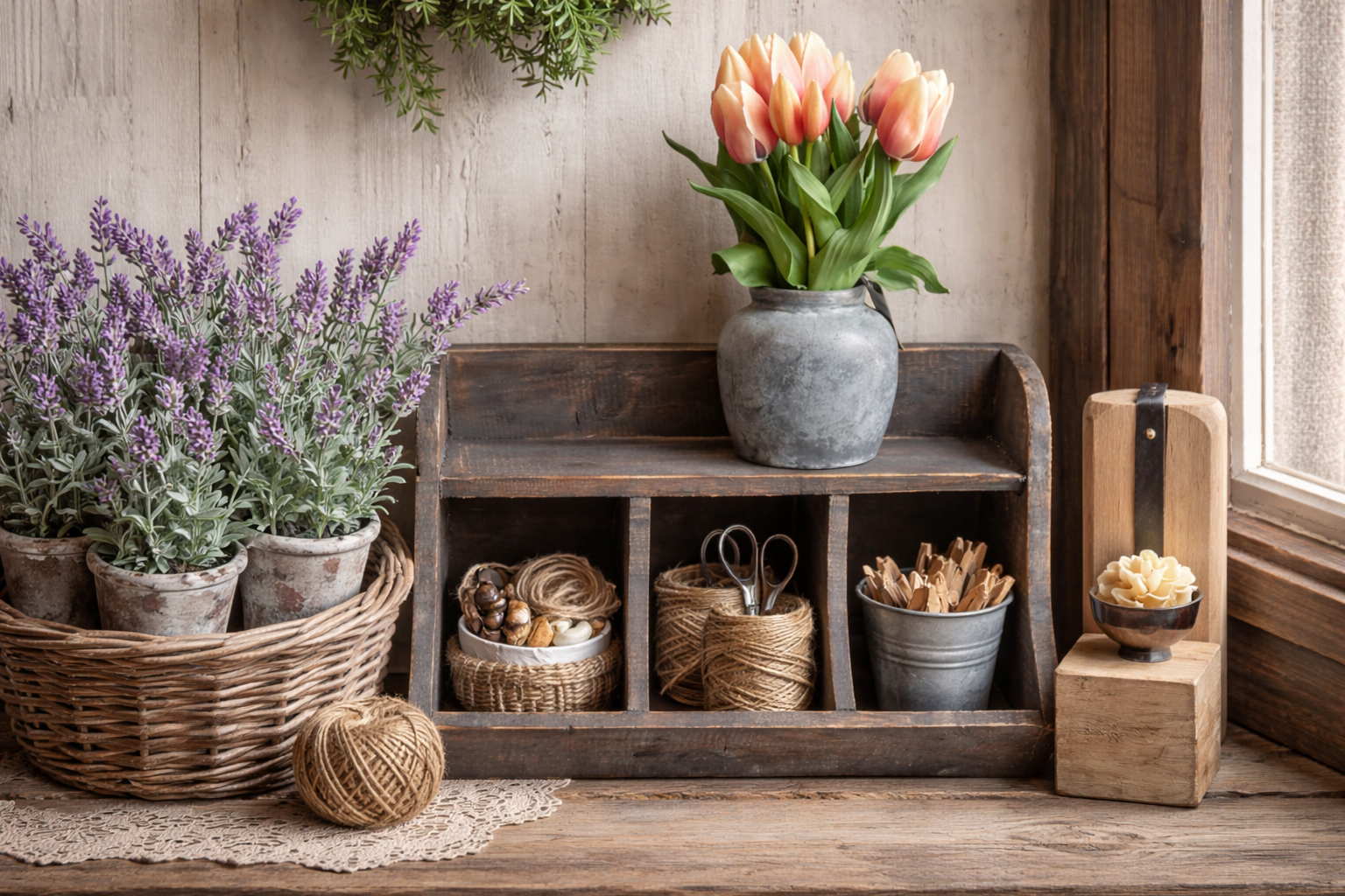 Set  van beelden en decoratieve accessoires voor salontafel of dressoir.