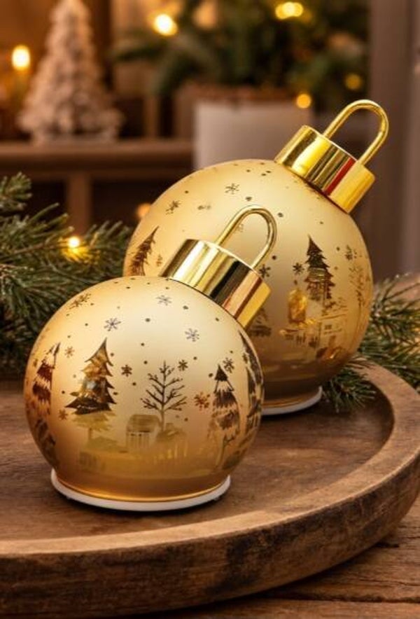 Draaiende kerstbal Goud in diverse maten
