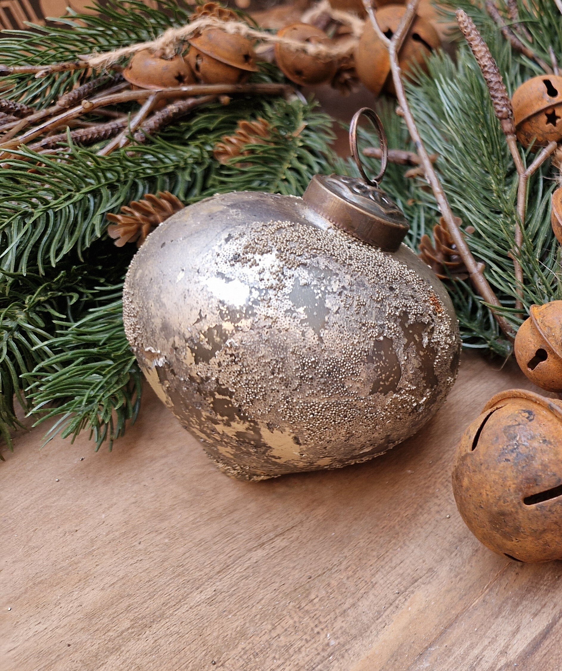 6503 kerstbal Gold Sprinkle
