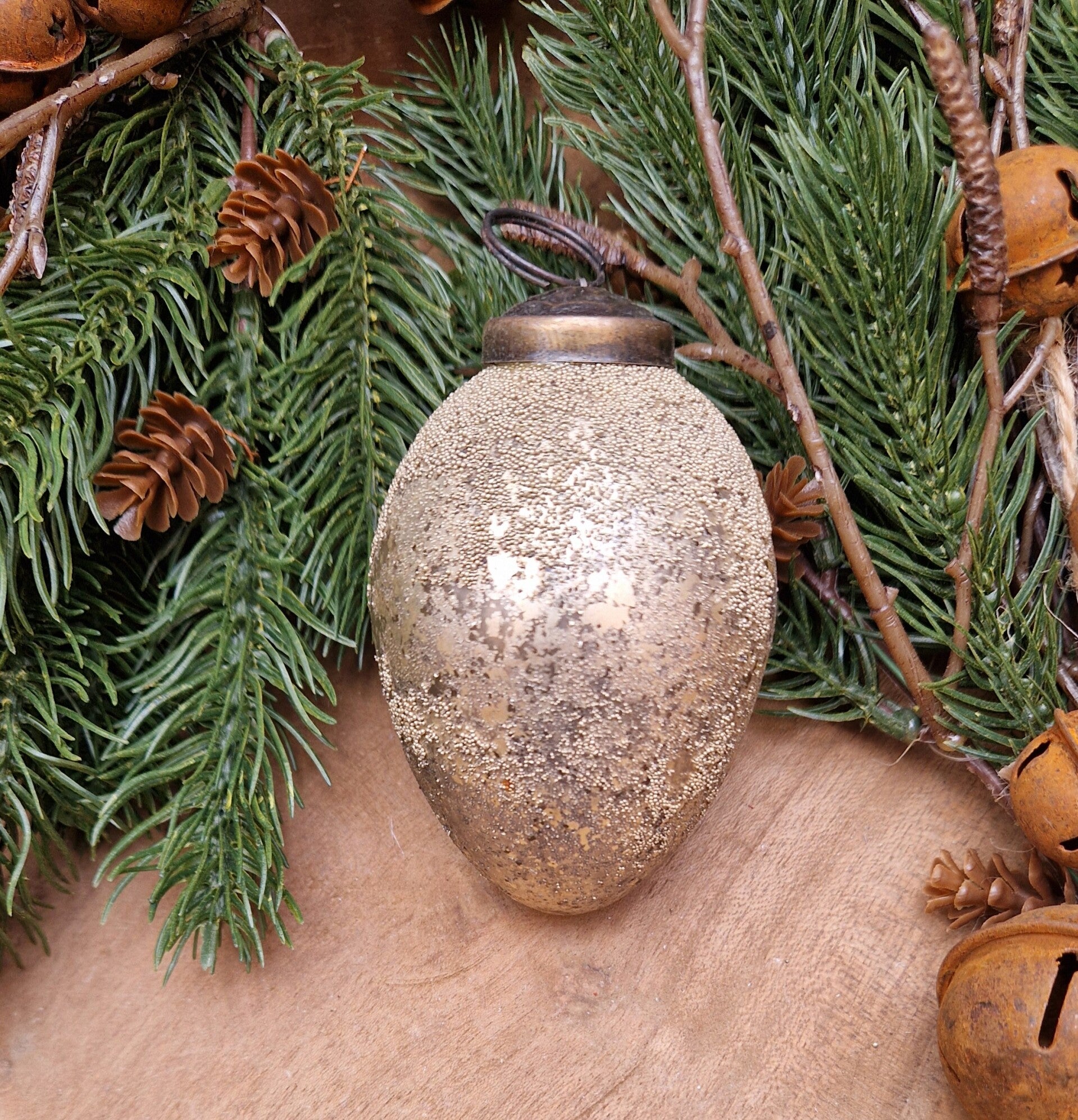 6504 kerstbal Gold Sprinkle