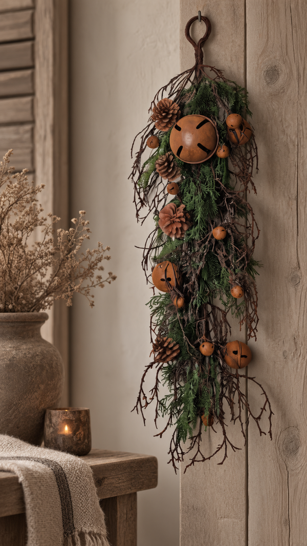 Kersttoef met Dennenappels & Bellen 70 cm Countyfield
