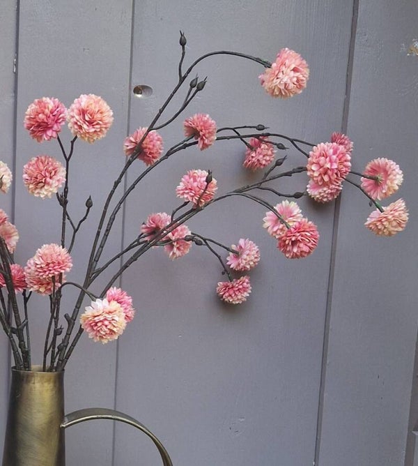 Kunsttak Dahlia Pompon Roze 110 cm