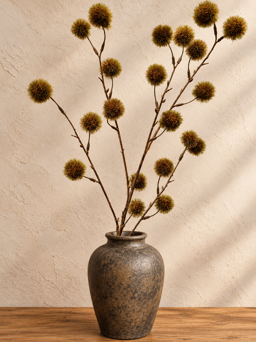 Kunsttak Pompom  Bruin / Groen