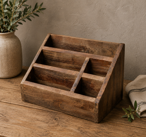 Teakhouten organizer