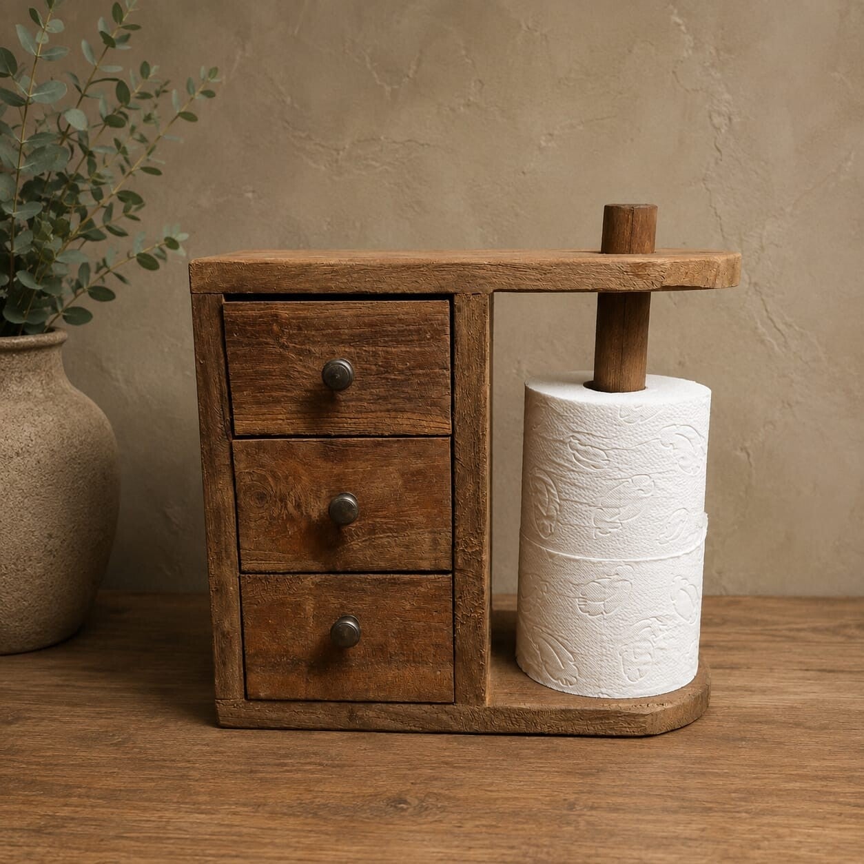 Teakhouten wc-/keukenrolhouder