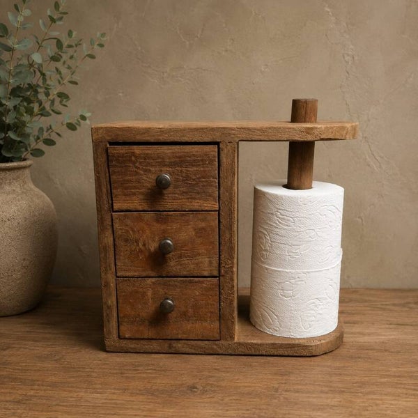 Teakhouten wc-/keukenrolhouder