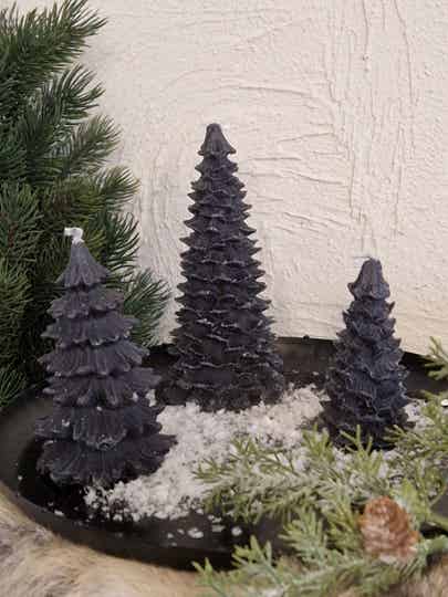 Kaars Kerstboom Zwart        Set