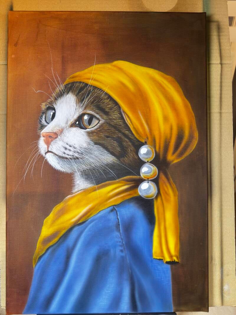 Katze mit dem Perlen Ohrring