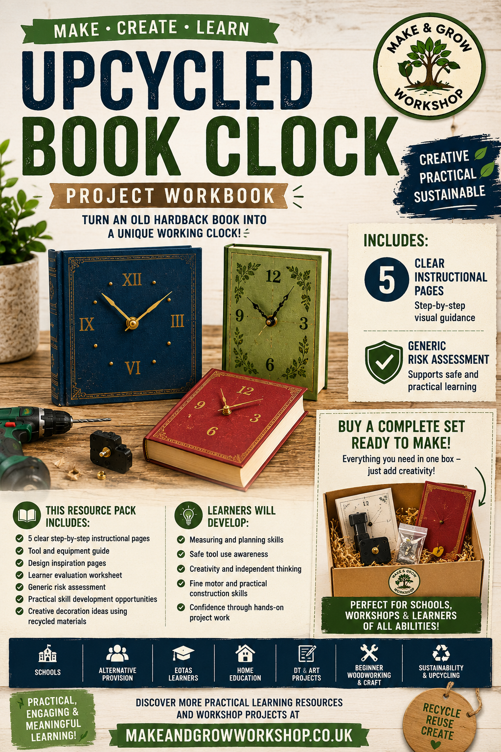 Upcycled Book Clock Project Workbook