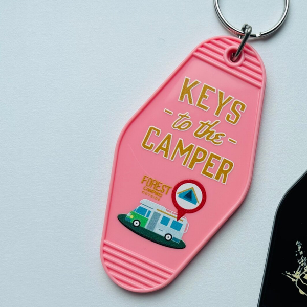 Pink Keys to the camper keyring