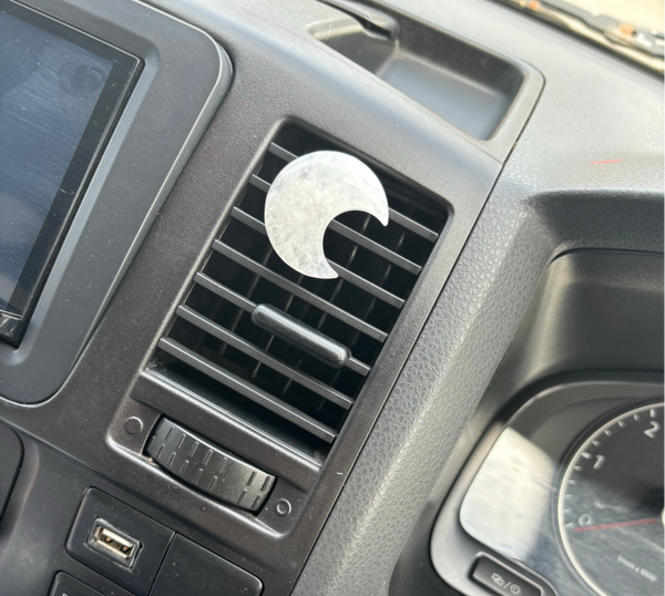 Quartz or Amethyst Moon crystal vent clip for van/car
