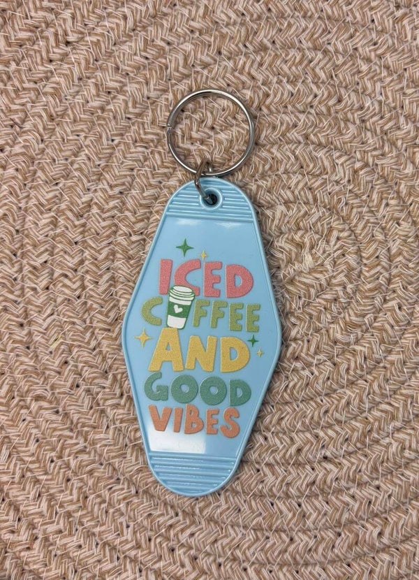 Iced coffee vibes keyring