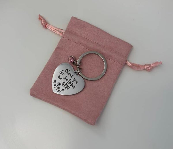 Thankyou for helping me grow heart keyring