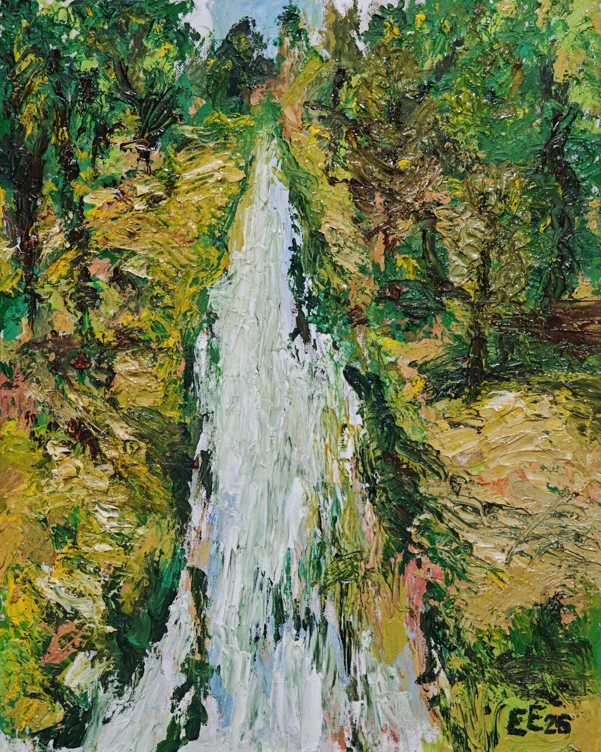 Röder im Stadtpark Großenhain, Ölgemälde 40x50, Ekkehardt Erler, EE26