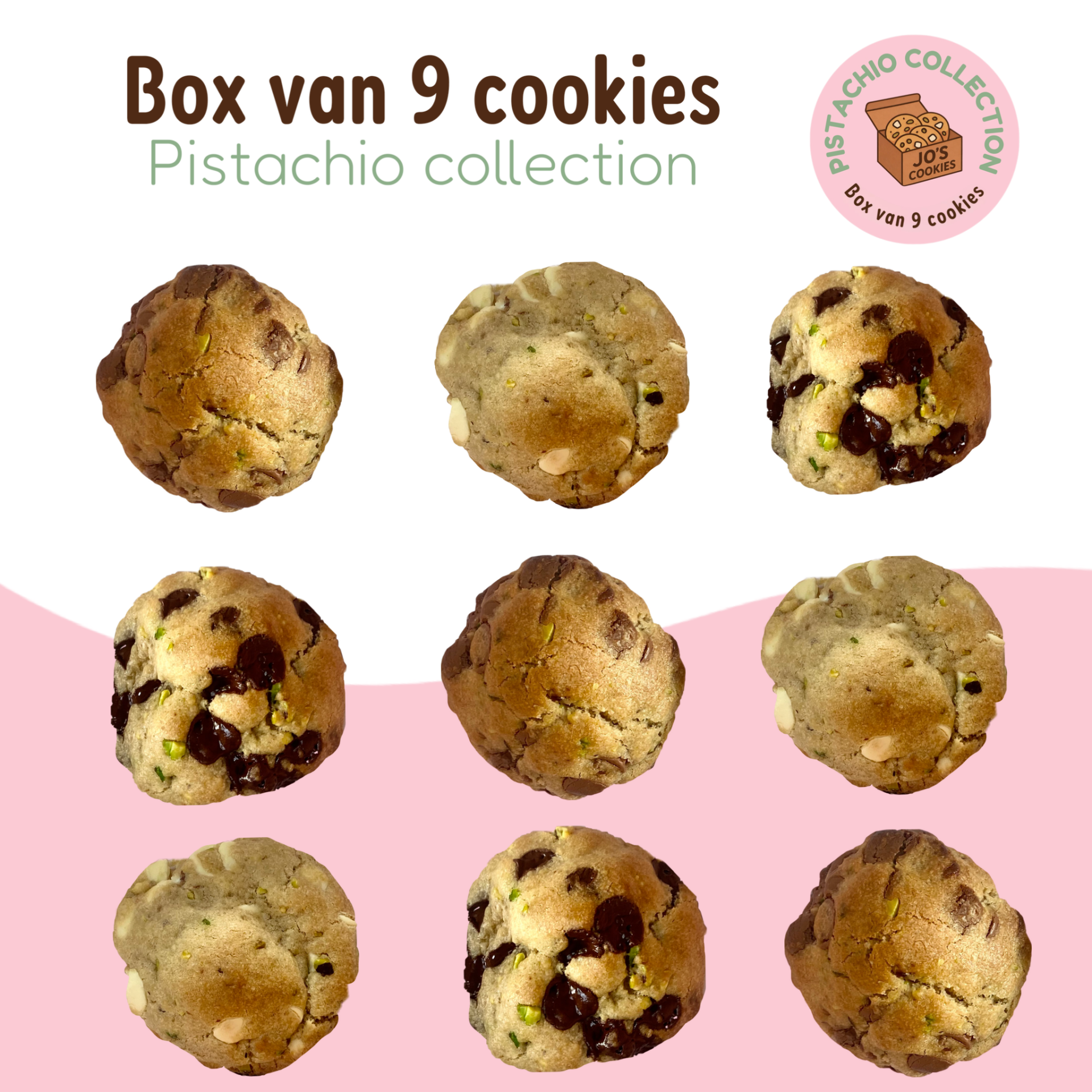 Pistachio collection - een box van 9 cookies