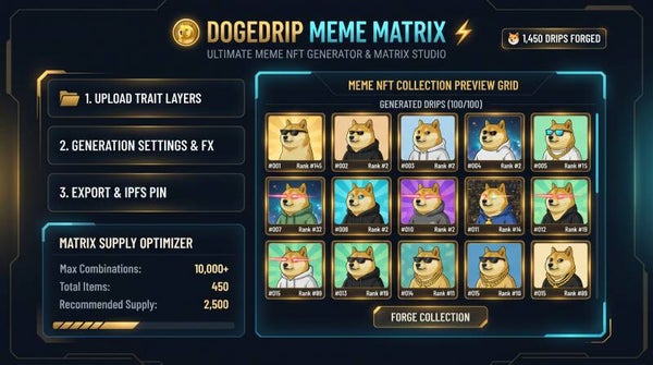 DogeDrip Meme Matrix — Ultimate Meme NFT Generator & Studio