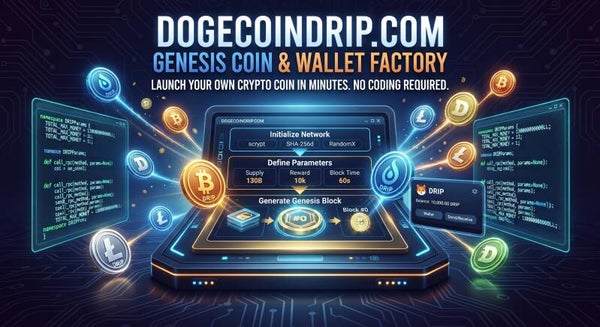DogecoinDrip™ — Genesis Coin & White-Label Wallet Factory | Launch Your Own Cryptocurrency