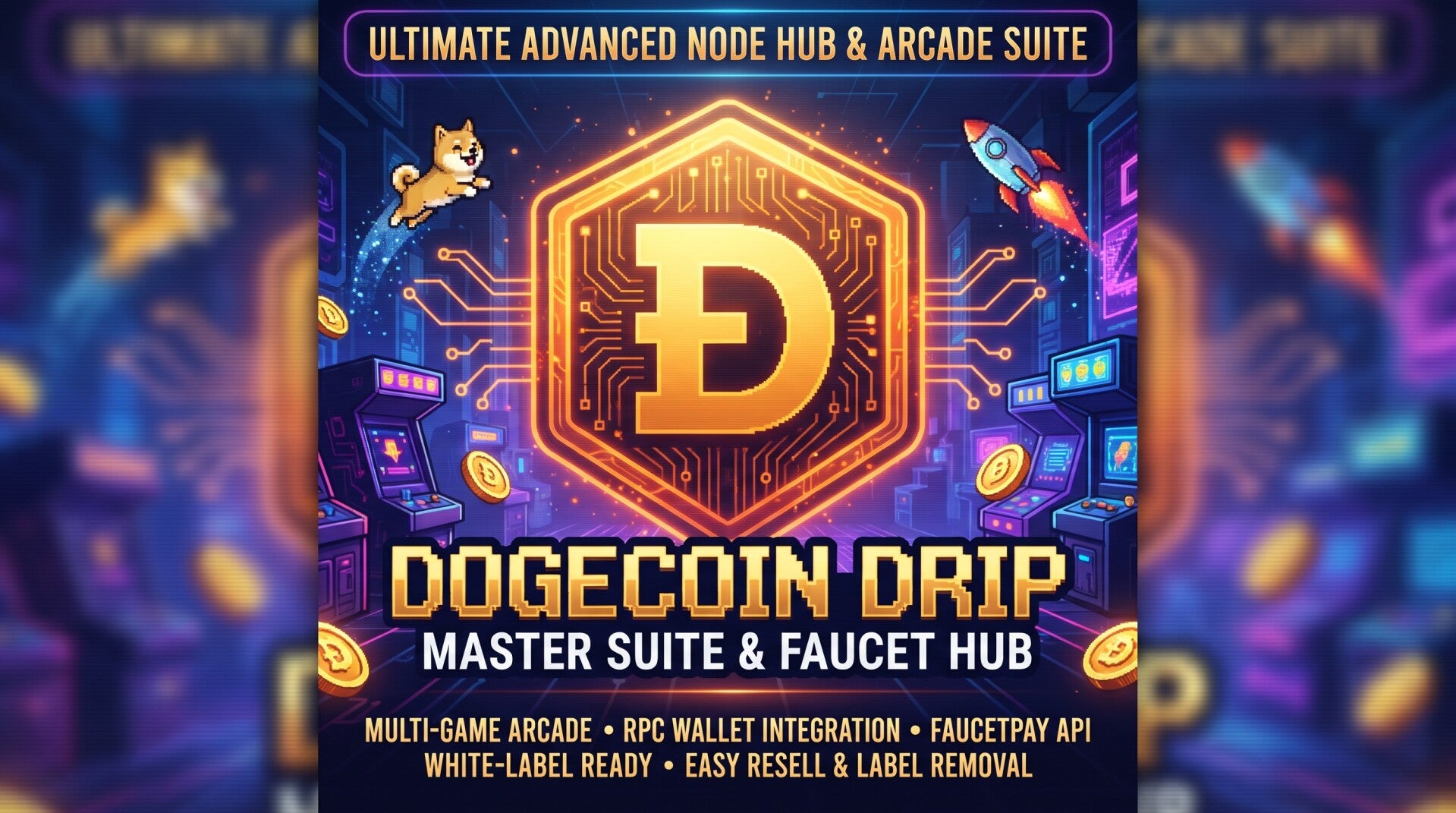 Dogecoin Drip Master Suite | 8-Game Retro Arcade & Crypto Faucet Platform (Full White-Label Rights)