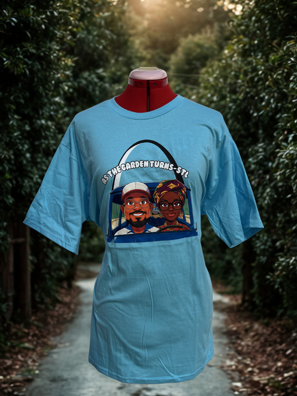 Powder Blue As The Garden Turns-STL Logo Print T-Shirt Size:2XL