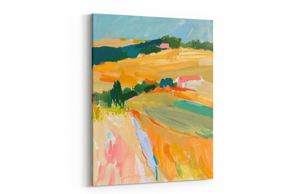 Kleurrijk landschap met glooiende heuvels