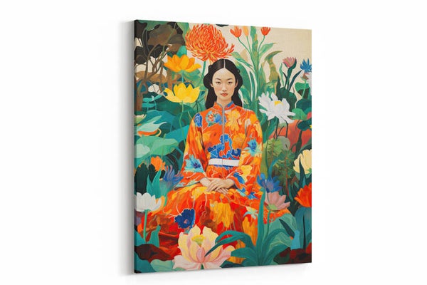 Geisha tussen bloemen