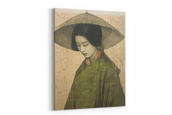 Japanse vrouw met paraplu in kimono
